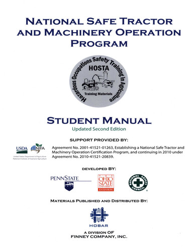 National Safety Tractor and Machinery Operation Program Student Manual book cover by The Ohio State University, National Safety Council of Penn State University