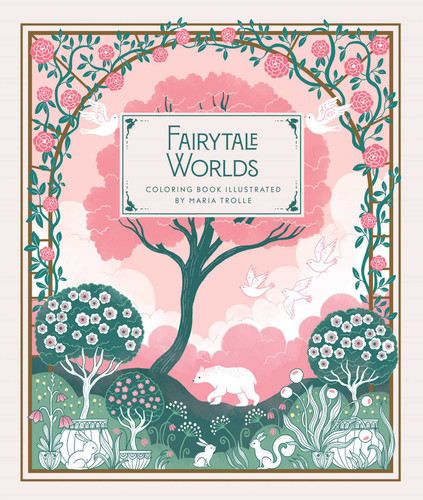 Fairytale Worlds: Hardcover adult coloring book featuring thick, high-quality paper book cover by 