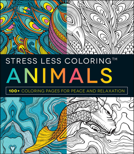 Stress Less Coloring - Animals: 100+ Coloring Pages for Peace and Relaxation (Stress Less Coloring Series) book cover by Adams Media