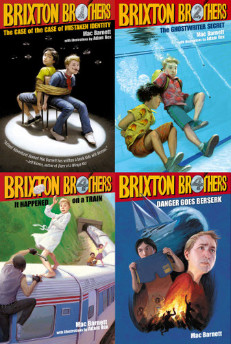 Brixton Brothers Mysterious Case of Cases Collected Set: The Case of the Case of Mistaken Identity; The Ghostwriter Secret; It Happened on a Train; Danger Goes Berserk (Brixton Brothers) book cover by Mac Barnett