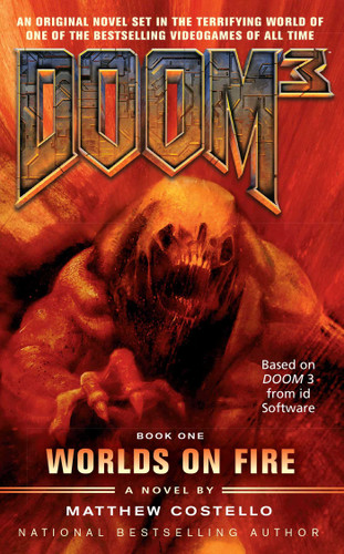 Doom 3: Worlds on Fire book cover by Matthew Costello