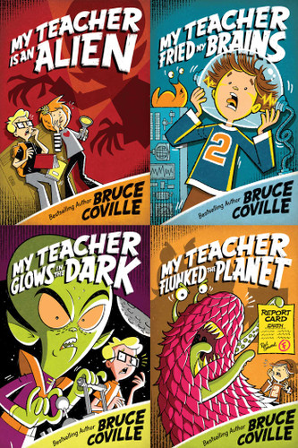 The My Teacher Is an Alien Collected Set: My Teacher Is an Alien; My Teacher Fried My Brains; My Teacher Glows in the Dark; My Teacher Flunked the Planet (My Teacher Books) book cover by Bruce Coville