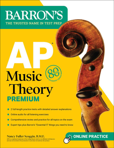 AP Music Theory Premium, Fifth Edition: Prep Book with 2 Practice Tests + Comprehensive Review + Online Audio (Barron's AP Prep) book cover by Nancy Fuller Scoggin