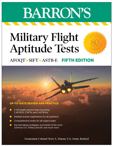 Military Flight Aptitude Tests, Fifth Edition: 6 Practice Tests + Comprehensive Review (Barron's Test Prep) book cover by Terry L. Duran