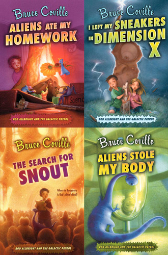 Aliens Ate My Homework Collected Set: Aliens Ate My Homework; I Left My Sneakers in Dimension X; The Search for Snout; Aliens Stole My Body (Rod Allbright and the Galactic Patrol) book cover by Bruce Coville