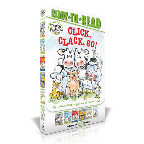 Click, Clack, Go! (Boxed Set): Click, Clack, Moo; Giggle, Giggle, Quack; Dooby Dooby Moo; Click, Clack, Boo!; Click, Clack, Peep!; Click, Clack, Surprise! (A Click Clack Book) book cover by Doreen Cronin
