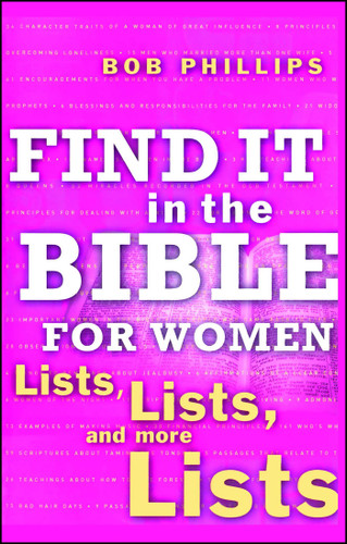 Find It in the Bible for Women: Lists, Lists, and more Lists book cover by Bob Phillips