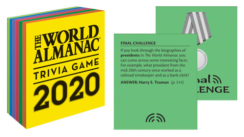 The World Almanac 2020 Trivia Game book cover by Sarah Janssen