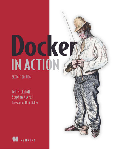 Docker in Action, Second Edition book cover by Jeff Nickoloff, Stephen Kuenzli