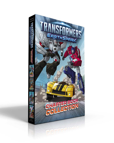 Transformers EarthSpark Chapter Book Collection (Boxed Set): Optimus Prime and Megatron's Racetrack Recon!; The Terrans Cook Up Some Mischief!; May the Best Bot Win!; No Malto Left Behind! (Transformers: EarthSpark) book cover by Ryder Windham