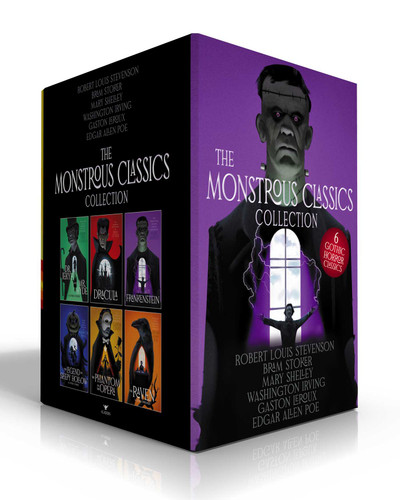 The Monstrous Classics Collection (Boxed Set): Dr. Jekyll and Mr. Hyde & Other Stories; Dracula; Frankenstein; The Legend of Sleepy Hollow & Other Stories; The Phantom of the Opera; The Raven & Other Writings book cover by Robert  Louis Stevenson, Bram Stoker, Mary Shelley, Washington Irving, Gaston Leroux, Edgar Allan Poe