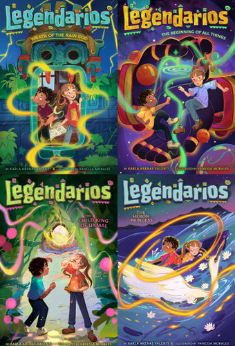 The Legendarios Mythical Collected Set: Wrath of the Rain God; The Beginning of All Things; The Child King of Uxmal; The Heron Princess (Legendarios) book cover by Karla Arenas Valenti