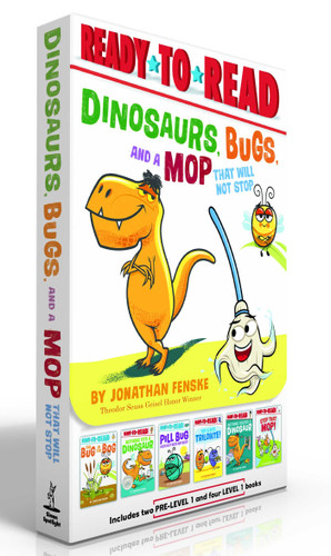 Dinosaurs, Bugs, and a Mop That Will Not Stop (Boxed Set): The Bug in the Bog; Nothing Fits a Dinosaur; Pill Bug Does Not Need Anybody; Try a Bite, Trilobite!; Nothing Scares a Dinosaur; Stop That Mop! book cover by Jonathan Fenske