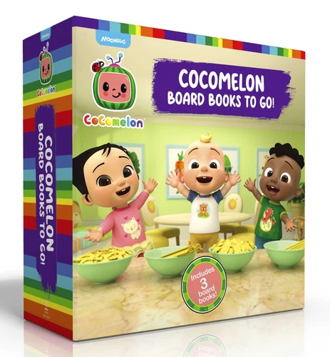 CoComelon Board Books to Go! (Boxed Set): Pasta Party!; I Like My Name; Let's Meet the Doctor! (CoComelon) book cover by Various