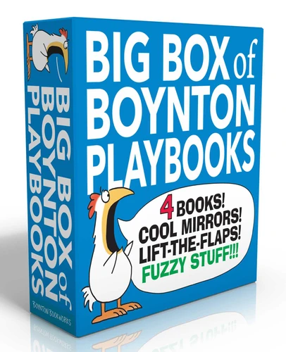 Big Box of Boynton Playbooks (Boxed Set): Dinosaur's Binkit; Hey! Look at You!; Fuzzy Fuzzy Fuzzy!; Hey! What's That? book cover by Sandra Boynton