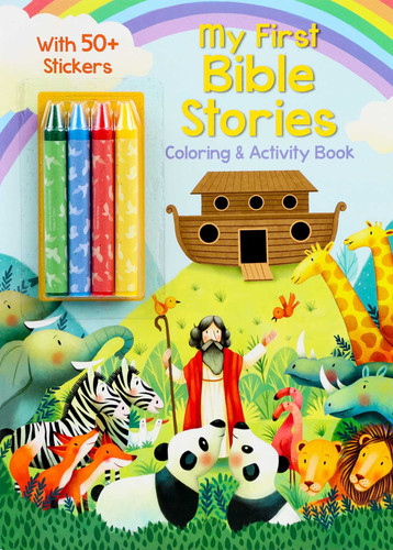 My First Bible Stories Coloring & Activity Book with 4 Crayons and 50+ Stickers (Color & Activity with Crayons) book cover by Editors of Silver Dolphin Books