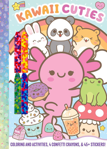 Kawaii Cuties: Coloring Book with Confetti Crayons and Stickers book cover by Delaney Foerster