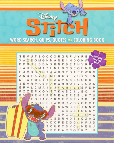Disney Stitch Word Search, Quips, Quotes and Coloring Book - Coloring Book for Teens and Adults, Officially Licensed (Coloring Book & Word Search) book cover by Editors of Thunder Bay Press