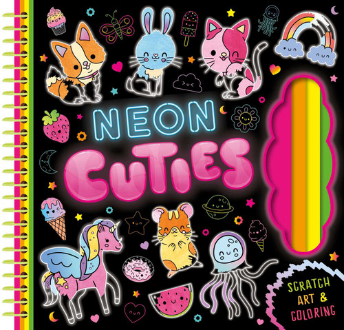 Neon Cuties: Scratch Art & Coloring book cover by IglooBooks