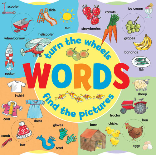 Words: Turn the Wheels, Find the Pictures book cover by 