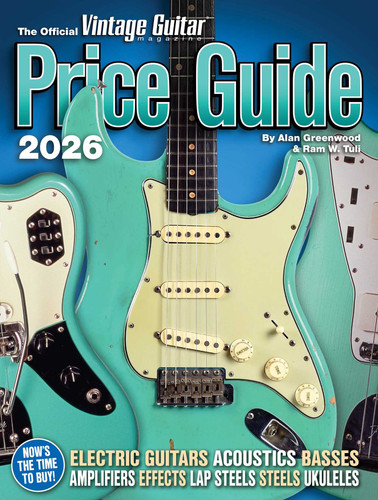 The Official Vintage Guitar Magazine Price Guide 2026 book cover by Alan Greenwood