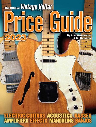 Official Vintage Guitar Magazine Price Guide 2023 book cover by Alan Greenwood, Gil Hembree