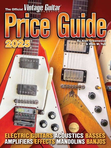 Official Vintage Guitar Magazine Price Guide 2025 book cover by Alan Greenwood, Ram W. Tuli