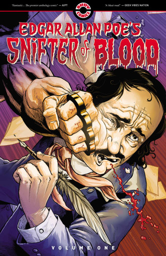 Edgar Allan Poe's Snifter of Blood (Edgar Allan Poe's Snifter of Terror) book cover by Paul Cornell, Dean R Motter, Mark Russell, Rachel Pollack, Tom Peyer, Tyrone Finch