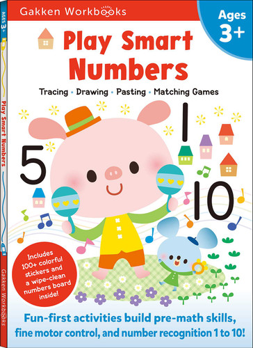 Play Smart Numbers Age 3+: Preschool Activity Workbook with Stickers for Toddlers Ages 3, 4, 5: Learn Pre-math Skills: Numbers, Counting, Tracing, Coloring, Shapes, and More (Full Color Pages) (Play Smart) book cover by Gakken early childhood experts