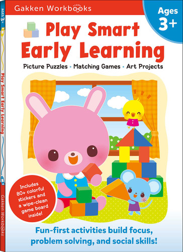 Play Smart Early Learning Age 3+: Preschool Activity Workbook with Stickers for Toddlers Ages 3, 4, 5:  Learn Essential First Skills: Tracing, Coloring, Shapes (Full Color Pages) (Play Smart) book cover by Gakken early childhood experts