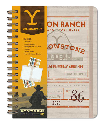2026 Yellowstone: The Dutton Ranch 13-Month Weekly Planner book cover by Insight Editions