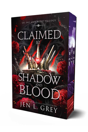 Claimed by Shadow and Blood (Of Fae & Wolf Trilogy) book cover by Jen L Grey