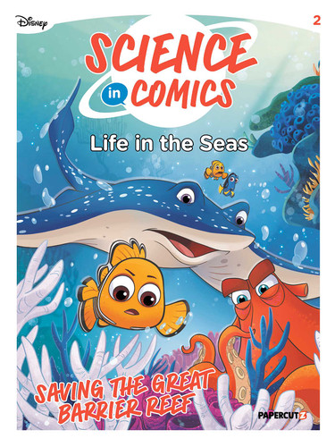 Disney Science in Comics: Life in the Seas: Saving the Great Barrier Reef (Disney Science In Comics) book cover by Viviana Fonti, Giuliano Greco, Cuijuan Niu, Selvaggia Santin, Chiara Segre, AnnMarie P. Thomas, Andrea Vico, Tea Orsi