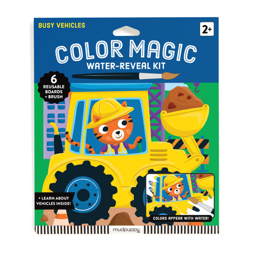Busy Vehicles Color Magic Water-Reveal Kit book cover by Mudpuppy