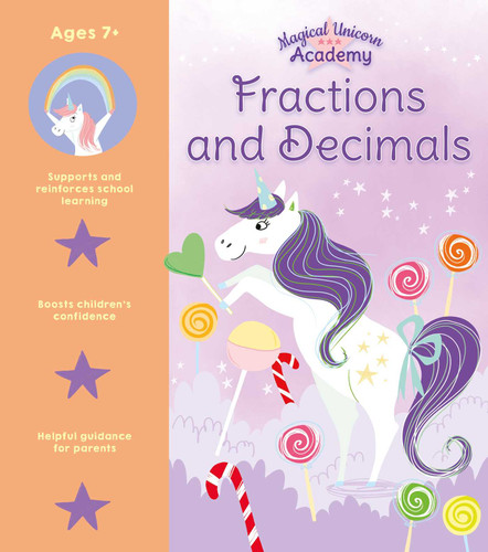 Magical Unicorn Academy: Fractions and Decimals book cover by Regan
