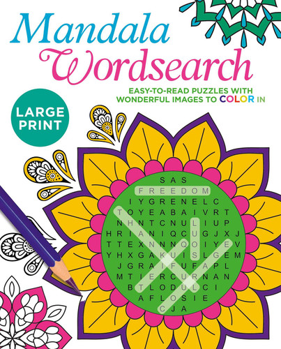 Large Print Mandala Wordsearch: Easy-to-Read Puzzles with Wonderful Images to Color In (Color Your Wordsearch) book cover by Eric Saunders
