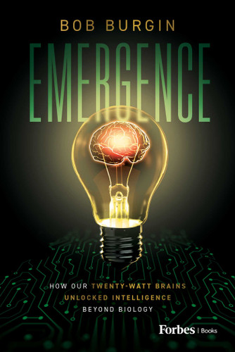 Emergence: How Our Twenty-Watt Brains Unlocked Intelligence Beyond Biology book cover by Bob Burgin