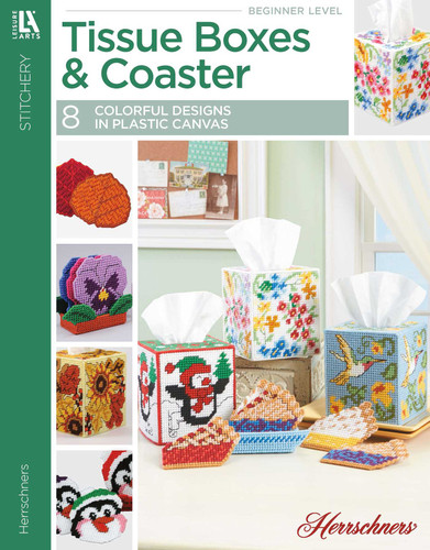 Tissue Boxes & Coasters: 8 Colorful Designs in Plastic Canvas book cover by Herrschner