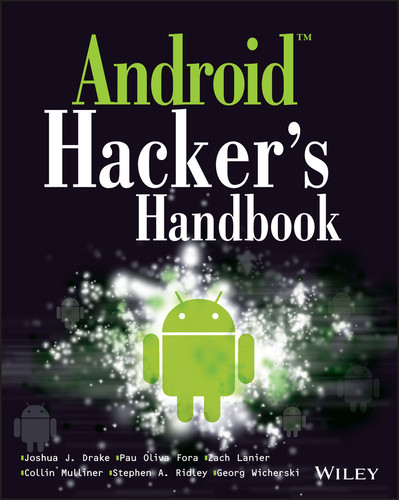 Android Hacker's Handbook book cover by Joshua J. Drake, Zach Lanier, Collin Mulliner, Pau Oliva Fora, Stephen A. Ridley, Georg Wicherski