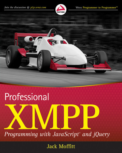 Professional XMPP Programming with JavaScript and jQuery book cover by Jack Moffitt