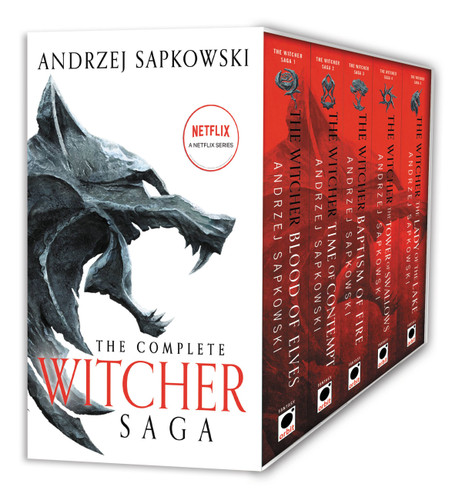 The Witcher Boxed Set: Blood of Elves, The Time of Contempt, Baptism of Fire, The Tower of Swallows, The Lady of the Lake (The Witcher) book cover by Andrzej Sapkowski