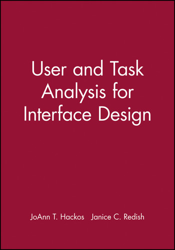 User and Task Analysis for Interface Design book cover by JoAnn T. Hackos, Janice C. Redish