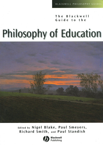 The Blackwell Guide to the Philosophy of Education (Blackwell Philosophy Guides) book cover by 