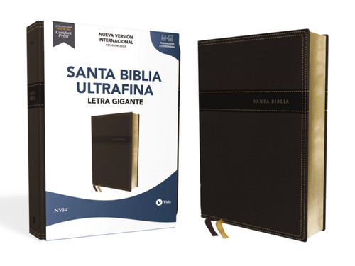 NVI, Santa Biblia, Revisión 2022, Ultrafina,  Letra Gigante, Leathersoft, Negro, Palabras de Jesús en Rojo, Comfort Print book cover by Nueva Versión Internacional, Vida