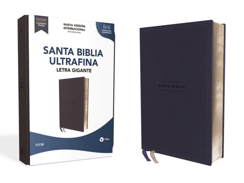 NVI, Santa Biblia, Revisión 2022, Ultrafina, Letra Gigante, Leathersoft, Azul marino, Palabras de Jesús en Rojo, Comfort Print book cover by Nueva Versión Internacional, Vida
