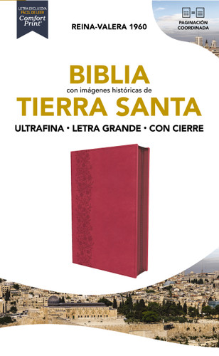 RVR60, Santa Biblia, Tierra Santa, Letra grande, Leathersoft, Fucsia, con Cierre, Palabras de Jesús en Rojo, Comfort Print book cover by Vida, RVR 1960- Reina Valera 1960