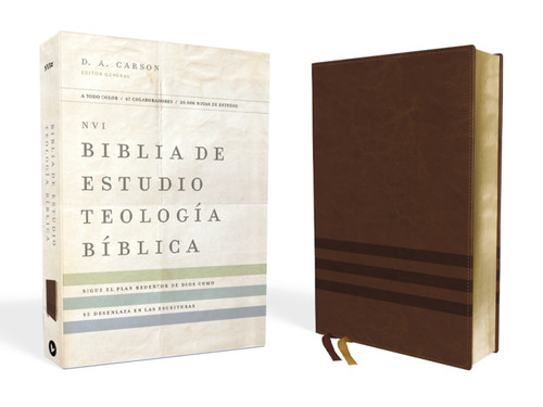 NVI, Biblia de Estudio Teología Bíblica,  Interior a cuatro colores, Leathersoft, Café: Sigue el plan redentor de Dios como se desenlaza en las Escrituras book cover by Vida