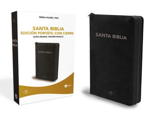 RVR60, Santa Biblia, Letra grande, Edición portátil, Leathersoft, Negro, Palabras de Jesús en Rojo, con cierre book cover by RVR 1960- Reina Valera 1960