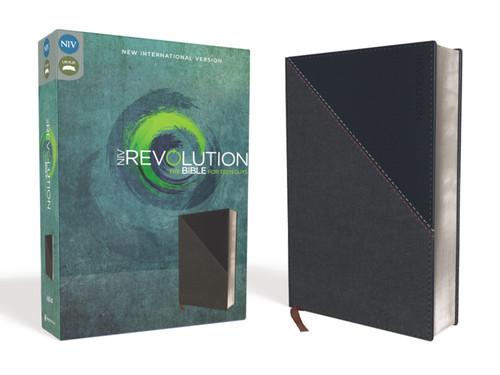 NIV, Revolution Bible, Leathersoft, Gray/Navy: The Bible for Teen Guys book cover by Zondervan