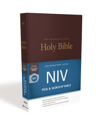 NIV, Church Bible (Pew Bible), Hardcover, Burgundy, Comfort Print book cover by Zondervan